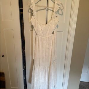 White Ruffled Strap Maxi Dress